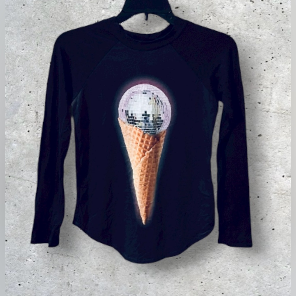 NWT Terez Girls Disco Ice Cream Cone Raglan Baseball Tee